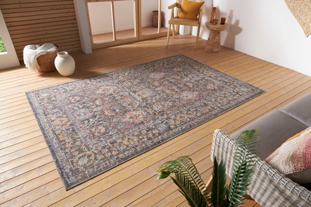 NOURISTAN, NOURISTAN Outdoorteppich »Port Said«, rechteckig, 3 mm Höhe, In- und Outdoor, Faltbar und Waschmaschinenfest, geeignet für Fussbodenheizung, strapazierfähig, robust, pflegeleicht, ringsum gekettelt, kräftige Farben, NORTHRUGS Teppich »Port Said«, rechteckig, 3 mm Höhe, In-& Outdoor, Läufer, Wetterfest, Balkon, Wohnzimmer, Orient
