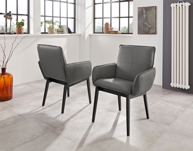 Premium collection by Home affaire Armlehnstuhl »Model 6«, (Set), 2 St., Leder, Bezug in Microfaser oder Leder und das Gestell ist Buche Massivholz in schwarz lackiert