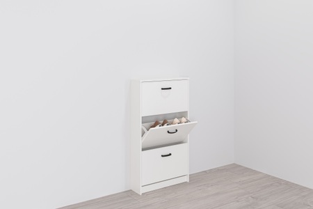FMD, FMD Schuhschrank mit 3 Kippfächern Weiß, FMD Schuhschrank »Step 3« Breite 58,5 cm, Tief 17 cm, mit 3 Klappen, Schuhkipper