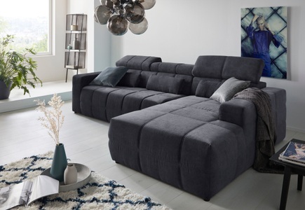 DOMO collection, DOMO collection Ecksofa, DOMO collection Ecksofa »Brandon grosse Ausführung B/T/H: 289/177/80 cm, auch in Leder und Cord«, mit Kopfteilverstellung, wahlweise Sitztiefenverstellung, L-Form