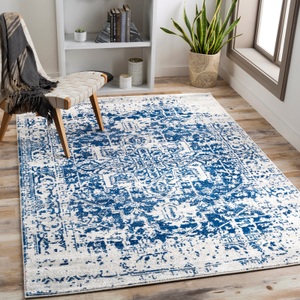 Surya, Surya Teppich »Traditional«, rechteckig, Shabby Chic Effekt; Höhe: 12 mm, Surya Teppich »SYRACUSA«, rechteckig, 12 mm Höhe, Boho Kurzflor Orientteppich, Wohnzimmer, Schlafzimmer, Blau