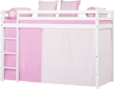 Hoppekids, Hoppekids Hochbett »Romantik«, Hoppekids Hochbett »«Romantik»«, Massiv m. Vorhang umbaubar in Einzelbett