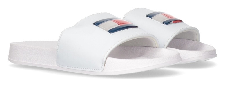 Tommy Hilfiger, Tommy Hilfiger Pantolette »FLAG POOL SLIDE WHITE«, als Pool-Slides tragbar, 