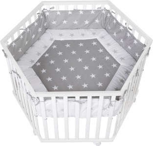 Roba, roba Laufgitter Cosiplay 6-eckig weiß Little-Stars, roba® Laufgitter »Little Stars, natur, 6-eckig«, bis 15 kg, mit Stoffeinlage und Nestchen