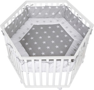Roba, roba Laufgitter Cosiplay 6-eckig weiß Little-Stars, roba® Laufgitter »Little Stars, natur, 6-eckig«, bis 15 kg, mit Stoffeinlage und Nestchen