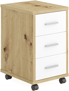 FMD, FMD Schubladenschrank mit Rollen Eichenoptik Weiß, FMD Rollcontainer »Diego 2«, mit 3 Schubkästen