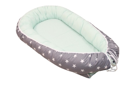 ULLENBOOM, Ullenboom Babynest & Cocoon Mint Grau 55 x 95 cm - bunt, Bettnestchen »Ullenboom Sterne Mint/Grau«