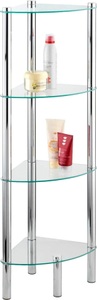 Wenko, Wenko - Eckregal Yago mit 4 Glasablagen - Chrom und Transparent, WENKO Eckregal »Yago«, 4 Etagen