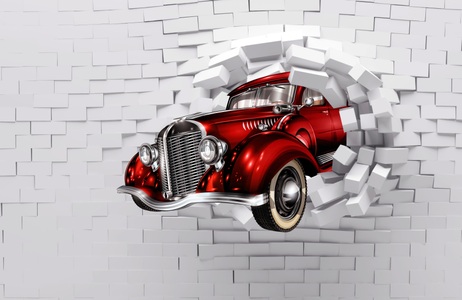 Papermoon, Papermoon Fototapete »3D ABSTRAKT DESIGN-VINTAGE OLDTIMER WANDDEKO XXL«, Vliestapete, hochwertiger Digitaldruck, inklusive Kleister, Papermoon Fototapete »3D ABSTRAKT DESIGN-VINTAGE OLDTIMER WANDDEKO XXL«