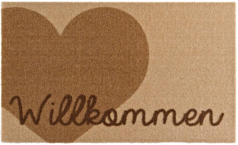 Zala Living, Fussmatte, Zala Living, »Willkommen Herz«, Höhe 7 mm, rutschhemmend beschichtet, gewebt, HANSE Home Fussmatte »Willkommen Herz, Türmatte«, rechteckig, 7 mm Höhe, Herz Motiv, mit Spruch, Schrift, Robust, Rutschhemend, Waschbar