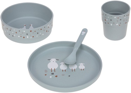 Lässig, Lässig Geschirrset TINY FARMER - SHEEP&GOOSE 4-teilig in blau, LÄSSIG Kindergeschirr-Set »Tiny Farmer«
