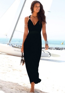 Lascana, LASCANA Maxikleid, LASCANA Maxikleid, mit verstellbarem Ausschnitt und gesmokter Taille, Sommerkleid, Basic