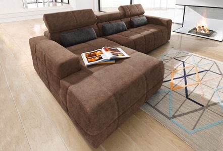 DOMO collection, DOMO collection Ecksofa, DOMO collection Ecksofa »Brandon grosse Ausführung B/T/H: 289/177/80 cm, auch in Leder und Cord«, mit Kopfteilverstellung, wahlweise Sitztiefenverstellung, L-Form