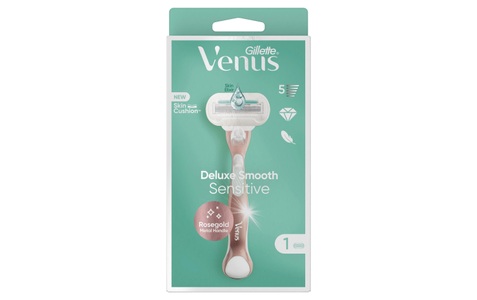 Gillette Venus, Comfortglide Vanilla Creme Rasierer Damen 1 pezzo, Gillette Venus Körperrasierer »Rasierer Deluxe Smooth Sensitive 1 Stück Roségoldfarben«