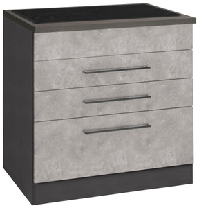 HELD MÖBEL, HELD MÖBEL Kochfeldumbauschrank »Tulsa«, 80 cm breit, 2 Schubladen, 1 grosser Auszug, schwarzer Metallgriff, hochwertige MDF Front, geeignet für autarkes Kochfeld, KOCHSTATION Kochfeldumbauschrank »KS-Tulsa«, 80 cm breit, 2 Schubladen, 1 grosser Auszug, schwarzer Metallgriff