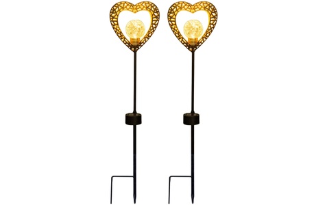 undefined, LED Gartenleuchte »LED-Solarleuchte HERZ Erdspiess«, Deko-Solarleuchte Herz, Erdspieß, LED warmweiß, 2x