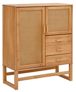 Home affaire Highboard »Jolene«, mit Rattangeflecht auf den Türfronten, aus Massivholz, in zwei unterschiedlichen Farbvarianten