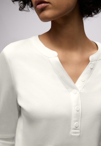 STREET ONE Langarmshirt mit dekorativem Split Neck und Knopfleiste