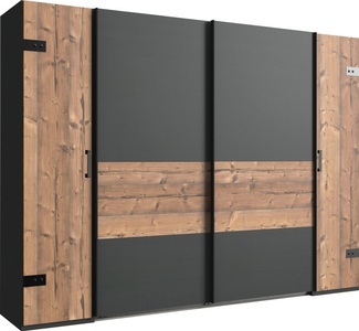 Wimex, Wimex Dreh-/Schwebetürenschrank »Stockholm«, Wimex Kleiderschrank »Stockholm, rustikale Optik im Industrial Design, Made in Germany«, 270x65x210cm, viel Stauraum durch 2 Kleiderstangen und 10 Einlegeböden