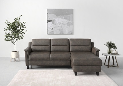 sit&more Ecksofa »Farö«, inklusive Federkern, mit wengefarbenen Füssen, wahlweise mit Bettfunktion und Bettkasten