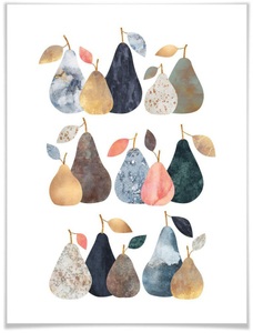 Wall-Art, Wall-Art Poster »Bunte Birnen«, Obst, (1 St.), Wall-Art Poster »Bunte Birnen«, Obst, (1 St.), Poster ohne Bilderrahmen