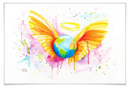 Wall-Art, Wall-Art Poster »Angel«, Schriftzug, (1 St.), Poster, Wandbild, Bild, Wandposter, Wall-Art Poster »Angel Schutzengel Mutter Erde«, Schriftzug, (1 St.), Poster ohne Bilderrahmen