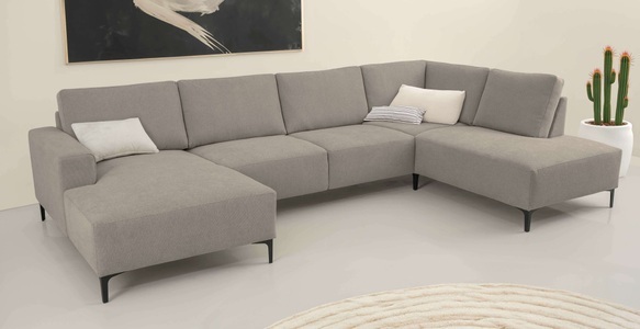 HOME AFFAIRE, Home affaire Wohnlandschaft »Tournon U-Form, XXL Sofa, Breite 333 cm, Webstoff, Chenille«, Designsofa im nordischen Stil, Wellenunterfederung, Metallfüsse, Home affaire Wohnlandschaft »Tournon U-Form, XXL Sofa, Breite 333 cm, Webstoff, Chenille« Designsofa im nordischen Stil, Wellenunterfederung, Metallfüsse