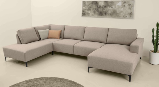 HOME AFFAIRE, Home affaire Wohnlandschaft »Tournon U-Form, XXL Sofa, Breite 333 cm, Webstoff, Chenille«, Designsofa im nordischen Stil, Wellenunterfederung, Metallfüsse, Home affaire Wohnlandschaft »Tournon U-Form, XXL Sofa, Breite 333 cm, Webstoff, Chenille« Designsofa im nordischen Stil, Wellenunterfederung, Metallfüsse