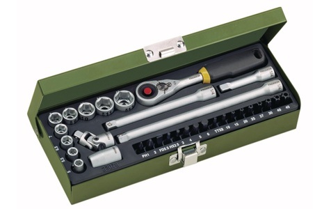 Proxxon Industrial, Proxxon Industrial Steckschlüsseleinsatz metrisch 1/4 (6.3 mm) 32teilig 23078, Proxxon Steckschlüssel »1/4 Zoll«, (Set, 32 St.)
