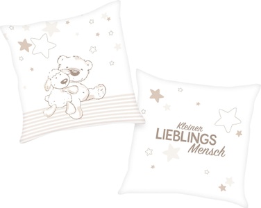 Baby Best, Baby Best Dekokissen »Kleiner Lieblingsmensch«, (1 St.), mit niedlichem Teddy-Motiv und liebevollem Schriftzug, Baby Best Dekokissen »Kleiner Lieblingsmensch« mit niedlichem Teddy-Motiv und liebevollem Schriftzug