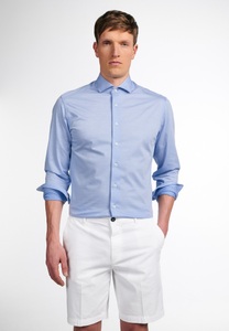 Eterna, ETERNA LANGARM HEMD SLIM FIT SOFT TAILORING JERSEY-JACQUARD HELLBLAU, 