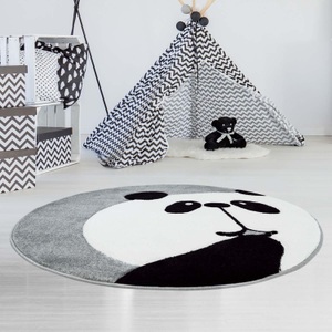Carpet City, Kinderteppich, »Bueno Kids 1389«, Carpet City, rund, Höhe 13 mm, maschinell zusammengesetzt, Carpet City Kinderteppich »Bueno Kids 1389«, rund, 13 mm Höhe, Spielteppich, Panda-Bär, 3D-Effekt, Weicher Flor, Pflegeleicht