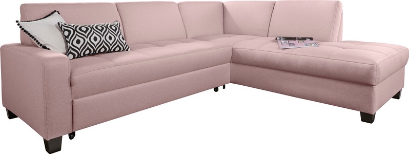 DOMO collection, DOMO collection Ecksofa, DOMO collection Ecksofa »Florentina L-Form«, wahlweise mit Bettfunktion, mit Kontrastnaht