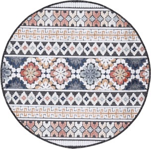 carpetfine, carpetfine Teppich »Deja 103«, rund, 4 mm Höhe, robustes Flachgewebe, Motiv- Floral Palmenblätter, Hoch-Tief Effekt, In- und Outdoor geeignet, Wetterfest und UV-beständig für Balkon, Terrasse, Garten, Aussenbereich,Wohnzimmer, Schlafzimmer, carpetfine Teppich »Deja 103«, rund, 4 mm Höhe, robustes Flachgewebe, Motiv- Floral Palmenblätter, Hoch-Tief Effekt