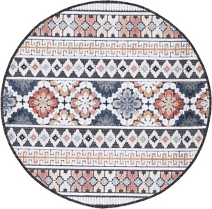 carpetfine, carpetfine Teppich »Deja 103«, rund, 4 mm Höhe, robustes Flachgewebe, Motiv- Floral Palmenblätter, Hoch-Tief Effekt, In- und Outdoor geeignet, Wetterfest und UV-beständig für Balkon, Terrasse, Garten, Aussenbereich,Wohnzimmer, Schlafzimmer, carpetfine Teppich »Deja 103«, rund, 4 mm Höhe, robustes Flachgewebe, Motiv- Floral Palmenblätter, Hoch-Tief Effekt
