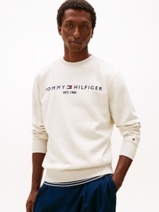 Tommy Hilfiger Sweatshirt »TOMMY LOGO SWEATSHIRT mit Rundhals und Stickerei«, unifarben, casual, regular fit, Baumwollmix, Rundhals