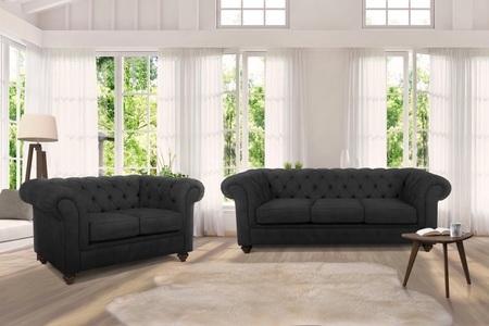 HOME AFFAIRE, Home affaire Sitzgruppe »Duc«, Bestehend aus 2-Sitzer und 3-Sitzer, hochwertige Knopfheftung im Rücken, Samtoptik mich changierender Optik, Home affaire Sitzgruppe »Duc«, Bestehend aus 2-Sitzer und 3-Sitzer, Knopfheftung im Rücken
