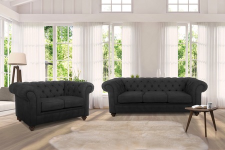 HOME AFFAIRE, Home affaire Sitzgruppe »Duc«, Bestehend aus 2-Sitzer und 3-Sitzer, hochwertige Knopfheftung im Rücken, Samtoptik mich changierender Optik, Home affaire Sitzgruppe »Duc«, Bestehend aus 2-Sitzer und 3-Sitzer, Knopfheftung im Rücken