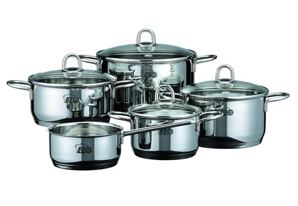 Elo, Elo Topf-Set »Rubin« (Set, 9-tlg.), Elo Topf-Set »Rubin«, Edelstahl 18/10, (Set, 9 tlg., Bratentopf 20cm, Fleischtopf 16/20cm, Kasserolle 16cm, Gemüsetopf24 cm), Induktion