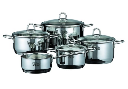 Elo, Elo Topf-Set »Rubin« (Set, 9-tlg.), Elo Topf-Set »Rubin«, Edelstahl 18/10, (Set, 9 tlg., Bratentopf 20cm, Fleischtopf 16/20cm, Kasserolle 16cm, Gemüsetopf24 cm), Induktion