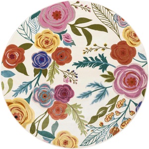 Myflair Möbel & Accessoires, Myflair Möbel & Accessoires Teppich »Sunshine«, rund, 13 mm Höhe, Myflair Möbel & Accessoires Teppich »Sunshine«, rund, 13 mm Höhe, Kurzflor, gewebt, Blumen Design, ideal im Wohnzimmer & Schlafzimmer