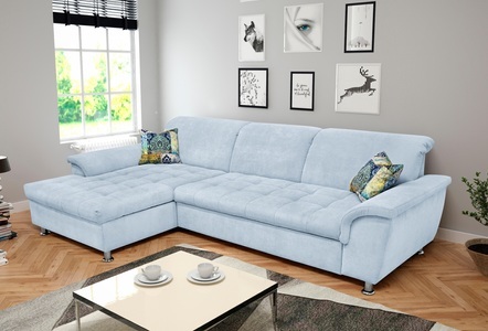 DOMO collection, DOMO collection Ecksofa, DOMO collection Ecksofa »Franzi Steppung im Sitzbereich B7T/H: 278/162/80 cm, L-Form« wahlweise mit Bettfunktion, Bettkasten und Kopfteilverstellung