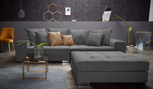 INOSIGN, INOSIGN Big-Sofa »Vale«, mit Steppung im Sitzbereich, Federkern und Zierkissen, INOSIGN Big-Sofa »Vale«, mit Steppung im Sitzbereich, Federkern und Zierkissen
