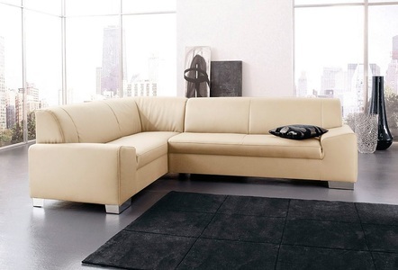 DOMO collection, DOMO collection Ecksofa, DOMO collection Ecksofa »Alisson, zeitlose Optik, flache Armlehnen, L-Form«, wahlweise mit Bettfunktion