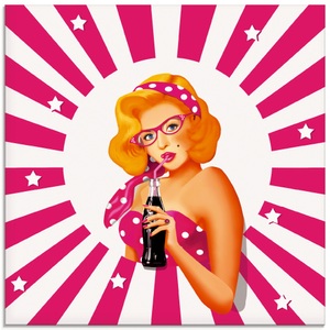 Artland, Artland Glasbild »Rockabilly Pin-up-Girl auf Streifen«, Artland Glasbild »Rockabilly Pin-up-Girl auf Streifen«, Frau, (1 St.), in verschiedenen Grössen