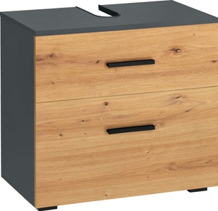 INOSIGN, INOSIGN Waschbeckenunterschrank »Skara«, mit 1 Klappe und 1 Schubkasten, mit schwarzen Griffen, Breite 60 cm, Höhe 55 cm, INOSIGN Waschbeckenunterschrank »Skara«, mit Klappe und Schubkasten, schwarze Griffe, Breite 60 cm, Höhe 55 cm