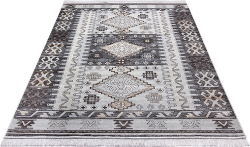 undefined, Elle Decoration - Teppich Ghazni - Mehrfarbig - 195x300 cm, ELLE DECORATION Designteppich »Kelim Ama«, rechteckig, 3 mm Höhe, Samtiger Kurzflor, Orientalischer Design mit Fransen, Seiden Optik