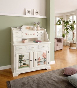 PREMIUM COLLECTION BY HOME AFFAIRE, Premium collection by Home affaire Sekretär »Sophia«, aus schönem massivem Fichtenholz, mit einzigartiger Handbemalung, Breite 113 cm, 