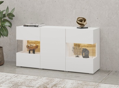 Helvetia, Helvetia Sideboard »Ava«, INOSIGN Sideboard »Ava, Breite 120 cm, hängend und stehend montierbar«, moderne grifflose Kommode, Anrichte, 3Türen, Eckverglasung