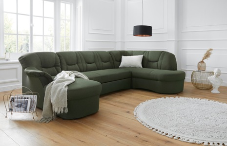 DOMO collection, DOMO collection Wohnlandschaft »Sarafina«, wahlweise mit Bettfunktion, optional mit Federkern, DOMO collection Wohnlandschaft »Sarafina, zeitlos und komfortabel, optional mit Federkern, U-Form« wahlweise mit Bettfunktion